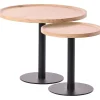 CLP Set van 2 Bijzettafel Aspen mat zwart Frame - Hout - natura
