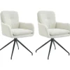 CLP Set van 2 Eetkamerstoel Pickett mat zwart Frame - Stof - creme
