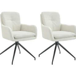 CLP Set van 2 Eetkamerstoel Pickett mat zwart Frame - Stof - creme