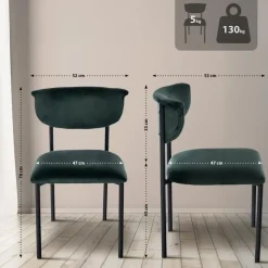CLP Set van 2 Eetkamerstoel Gambell Fluweel - donkergroen