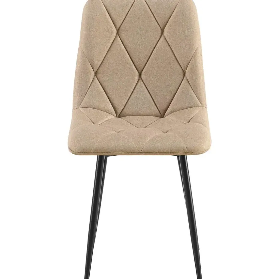 CLP Set van 2 Eetkamerstoel Clairton zwart Frame - Stof - taupe