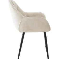 CLP Set van 4 Eetkamerstoel Tanna zwart Frame - Fluweel - creme