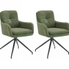 CLP Set van 2 Eetkamerstoel Pickett mat zwart Frame - Stof - groen