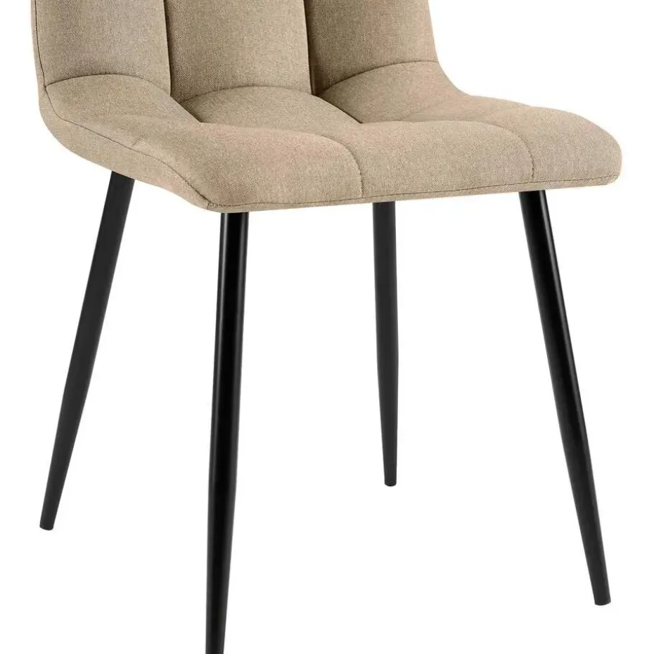 CLP Set van 4 Eetkamerstoel Antibes zwart Frame - Stof - taupe