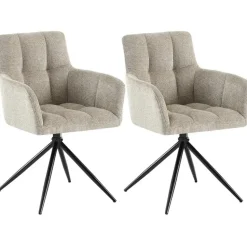 CLP Set van 2 Eetkamerstoel Jonah zwart Frame - Stof - taupe
