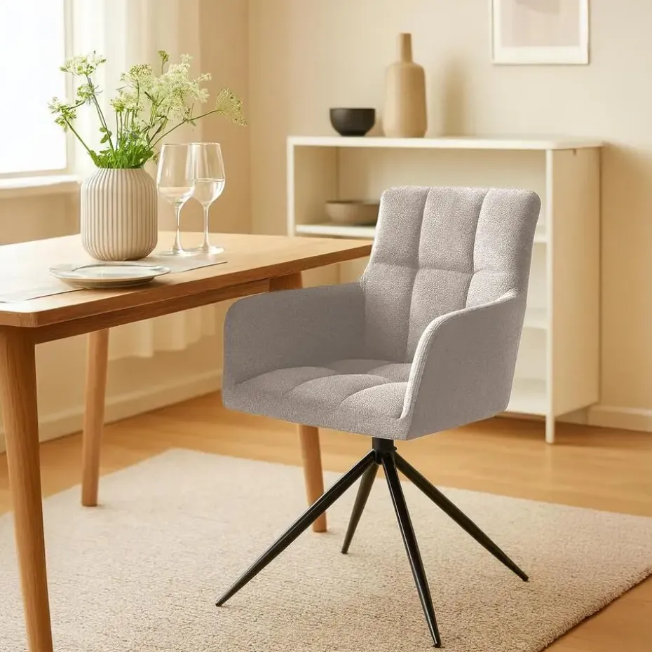 CLP Set van 2 Eetkamerstoel Jonah zwart Frame - Stof - taupe