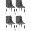 CLP Set van 4 Eetkamerstoel Antibes zwart Frame - Stof - donkergrijs