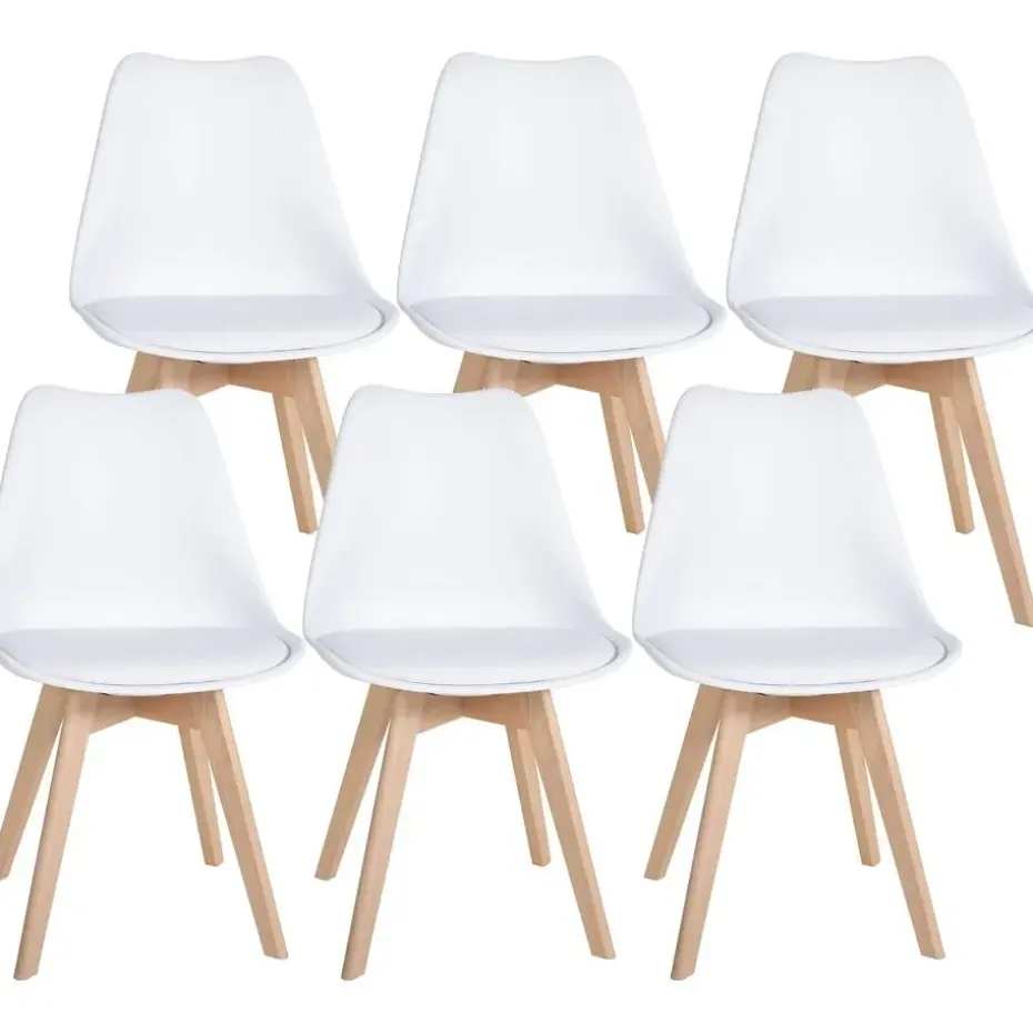 CLP Set van 6 Eetkamerstoel Ramsey natura Frame - Kunststof - wit