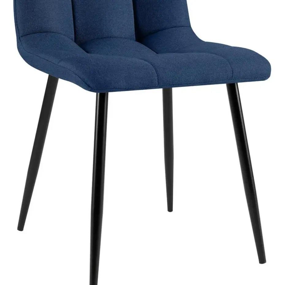 CLP Set van 4 Eetkamerstoel Antibes zwart Frame - Stof - blauw