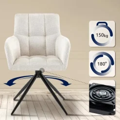 CLP Set van 2 Eetkamerstoel Jonah zwart Frame - Stof - creme