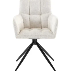 CLP Set van 2 Eetkamerstoel Jonah zwart Frame - Stof - creme
