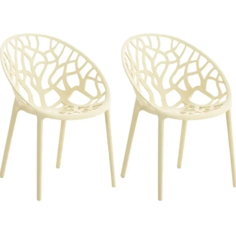 CLP Set van 2 Tuinstoel Hope Kunststof - creme