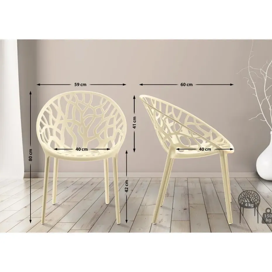 CLP Set van 2 Tuinstoel Hope Kunststof - creme