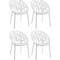 CLP Set van 4 Tuinstoel Hope Kunststof - wit