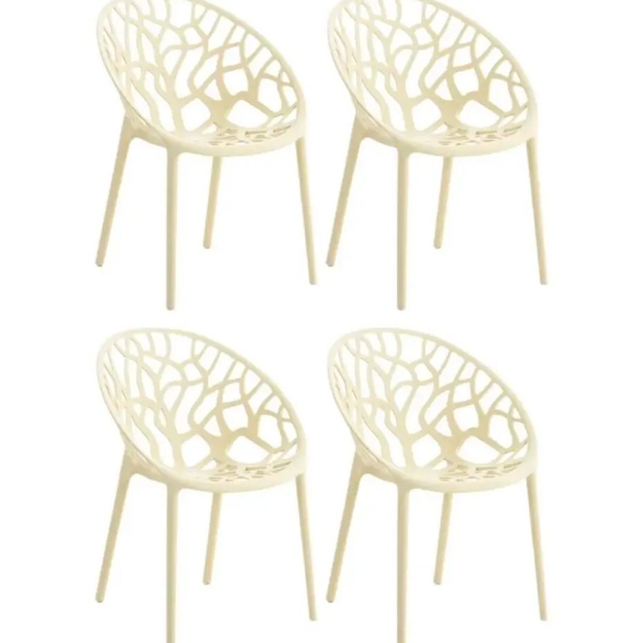 CLP Set van 4 Tuinstoel Hope Kunststof - creme