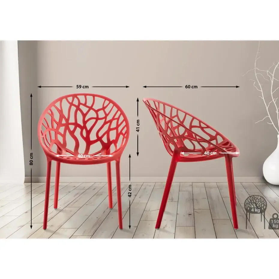 CLP Set van 2 Tuinstoel Hope Kunststof - rood
