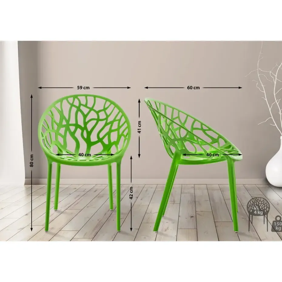 CLP Set van 4 Tuinstoel Hope Kunststof - groen