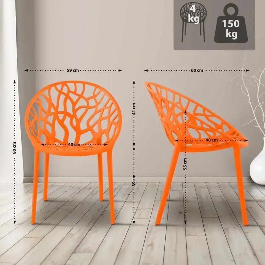 CLP Set van 4 Tuinstoel Hope Kunststof - oranje