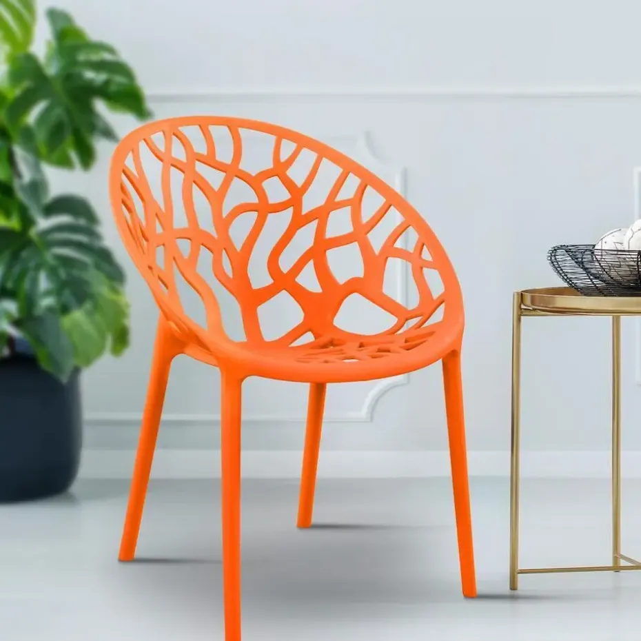 CLP Set van 4 Tuinstoel Hope Kunststof - oranje