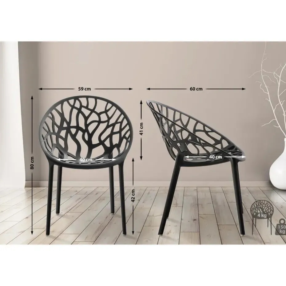 CLP Set van 2 Tuinstoel Hope Kunststof - zwart