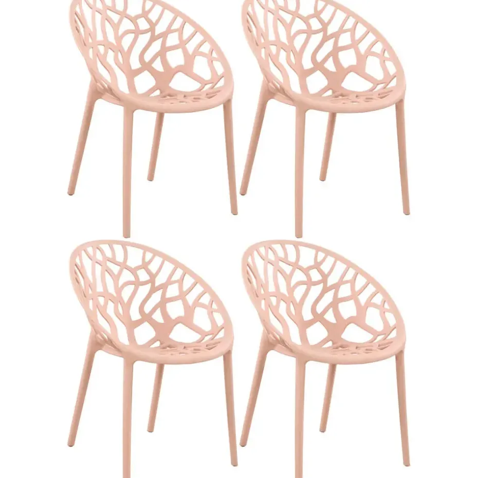 CLP Set van 4 Tuinstoel Hope Kunststof - roze
