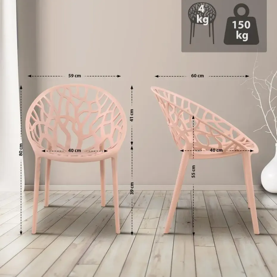 CLP Set van 4 Tuinstoel Hope Kunststof - roze