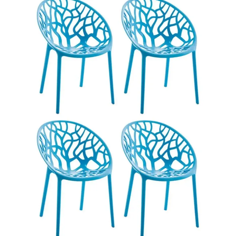 CLP Set van 4 Tuinstoel Hope Kunststof - blauw