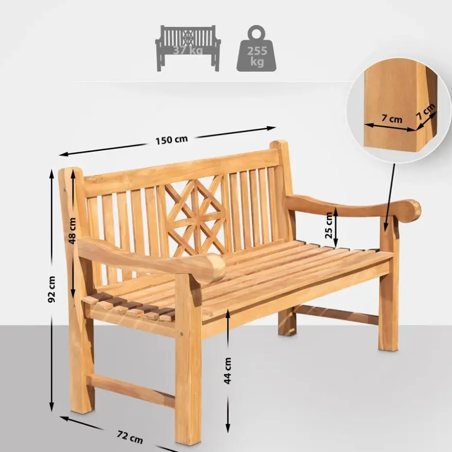 CLP Teakbank Florida 150 cm