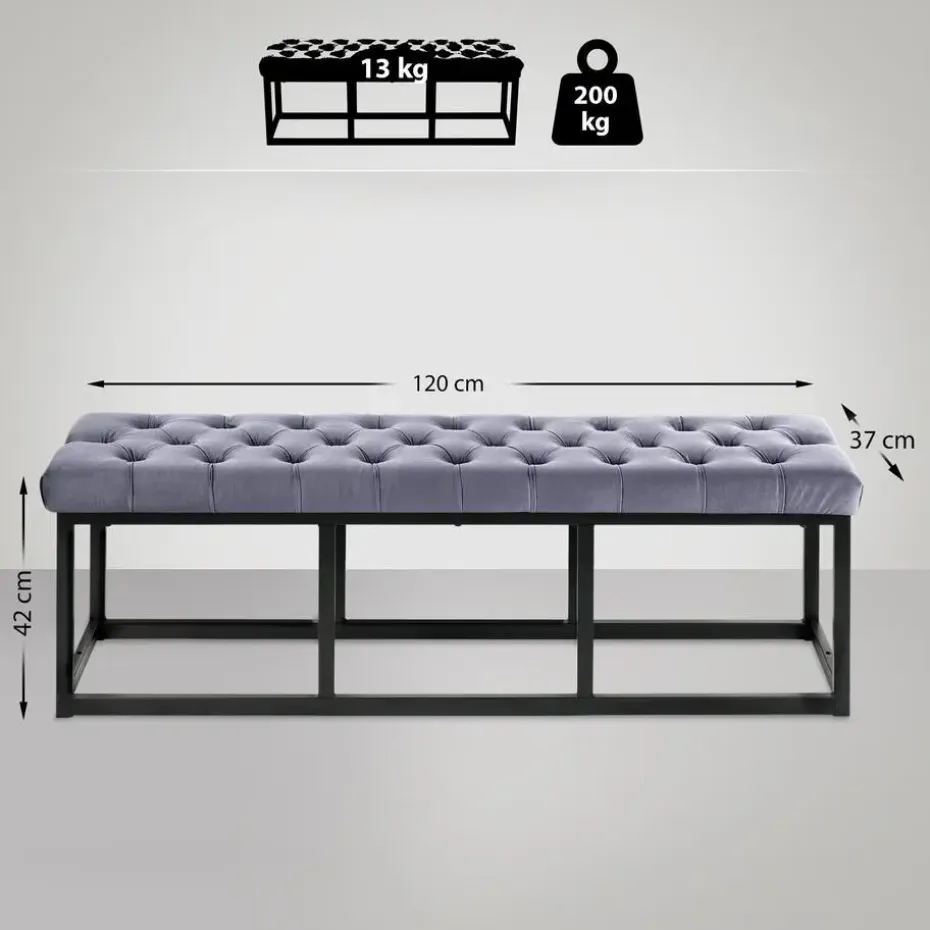 CLP 2-zits Bankje Polson 120 cm - grijs