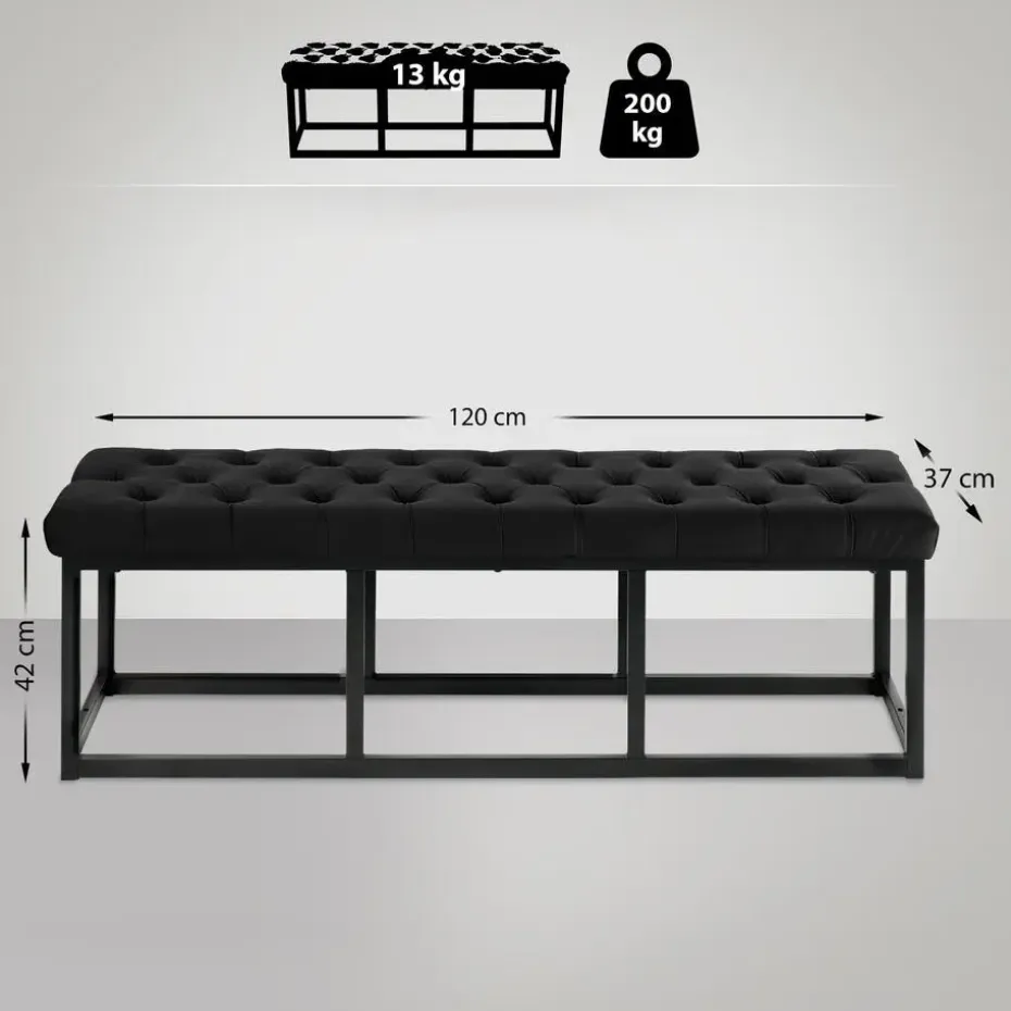CLP 2-zits Bankje Polson 120 cm - zwart