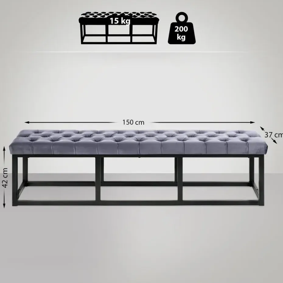 CLP 2-zits Bankje Polson 150 cm - grijs