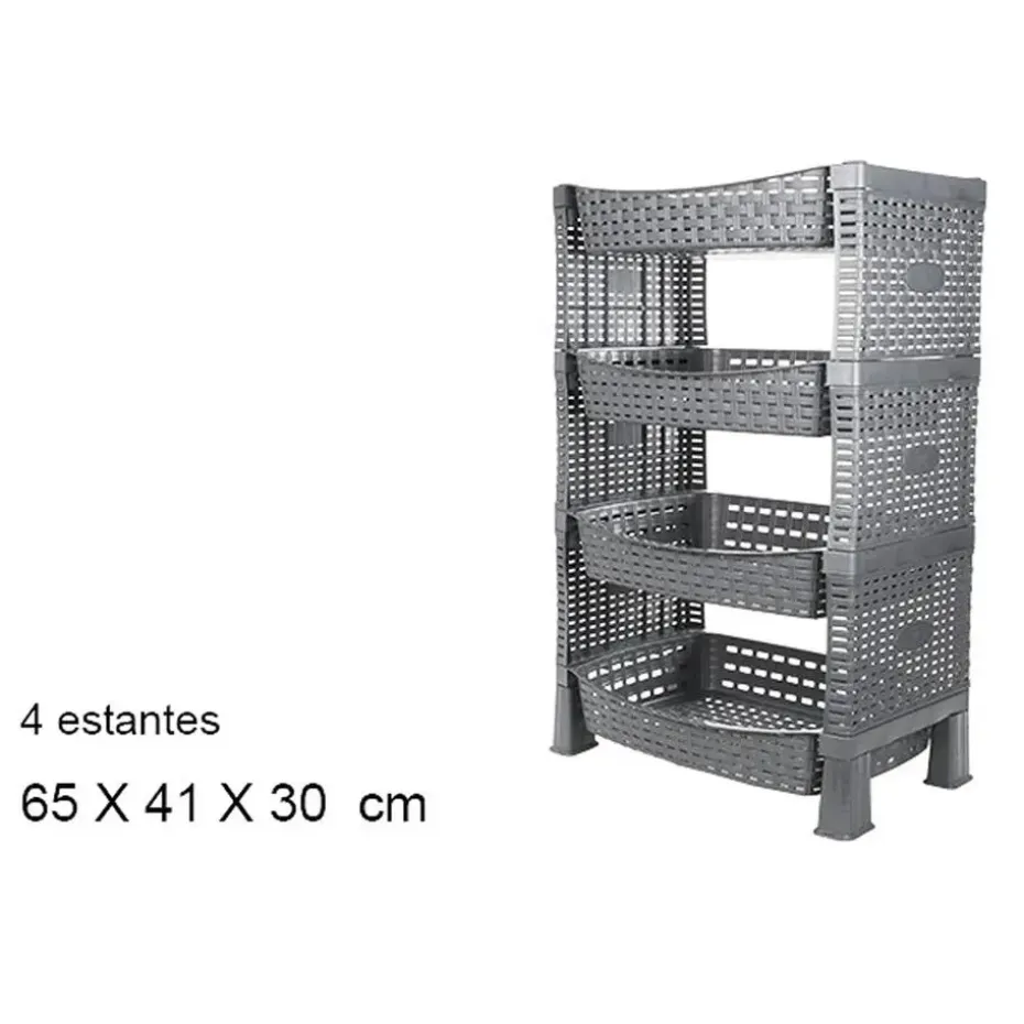 CM keuken opbergrek - 4-laags - grijs - kunststof - 65 x 41 x30cm