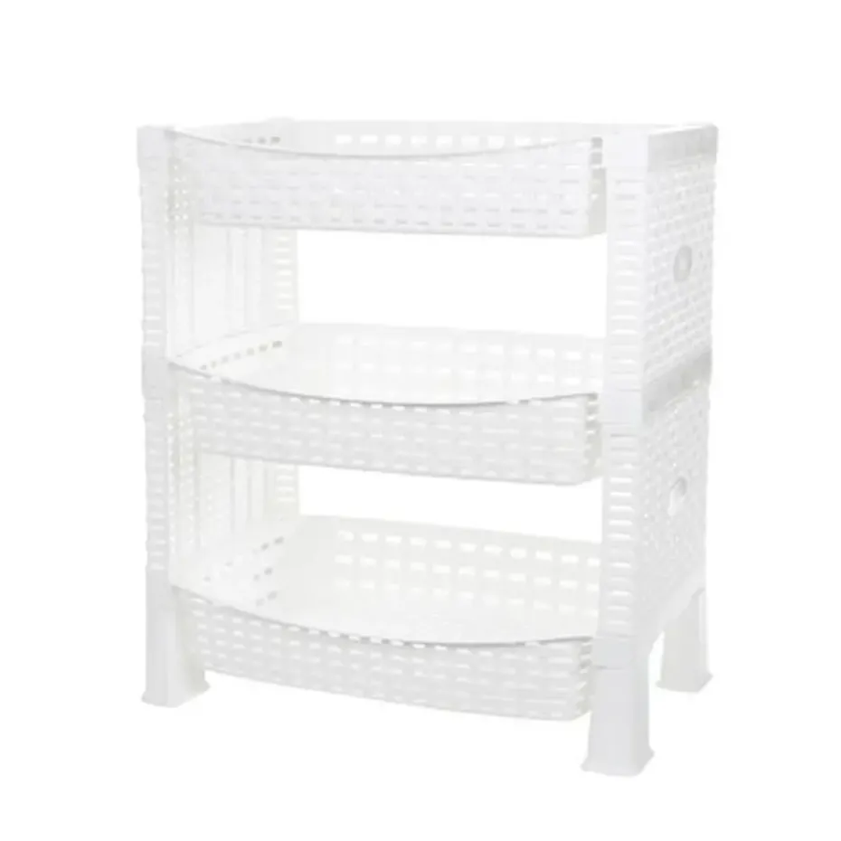 CM keuken opbergrek - 3-laags - wit - kunststof - 47 x 41 x30cm