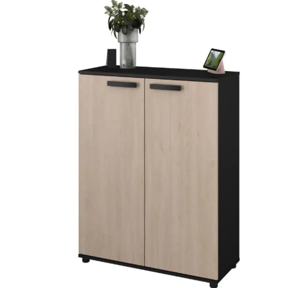 Commode Celestia met 2 deuren - eikdecor/zwart