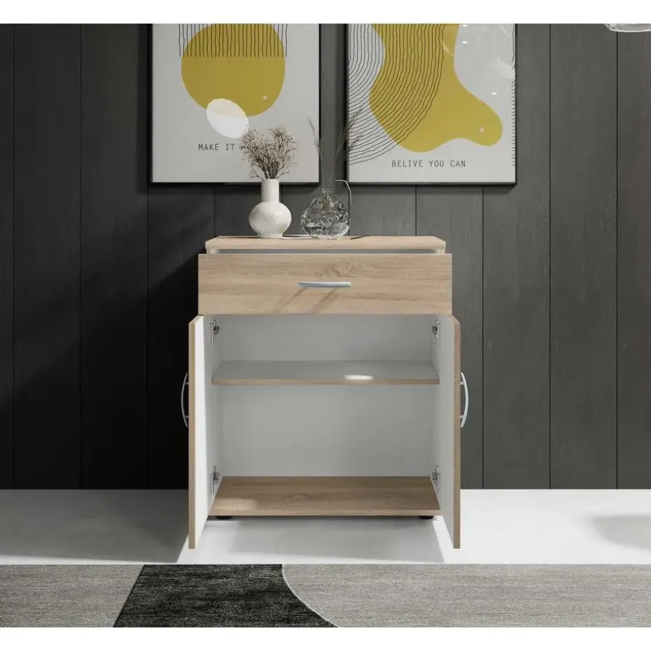 Commode Viviane 60cm met 2 deuren- 1 lade - eik