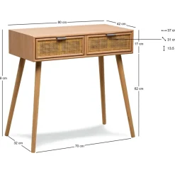 Console 2 laden van hout en natuurlijk rotan