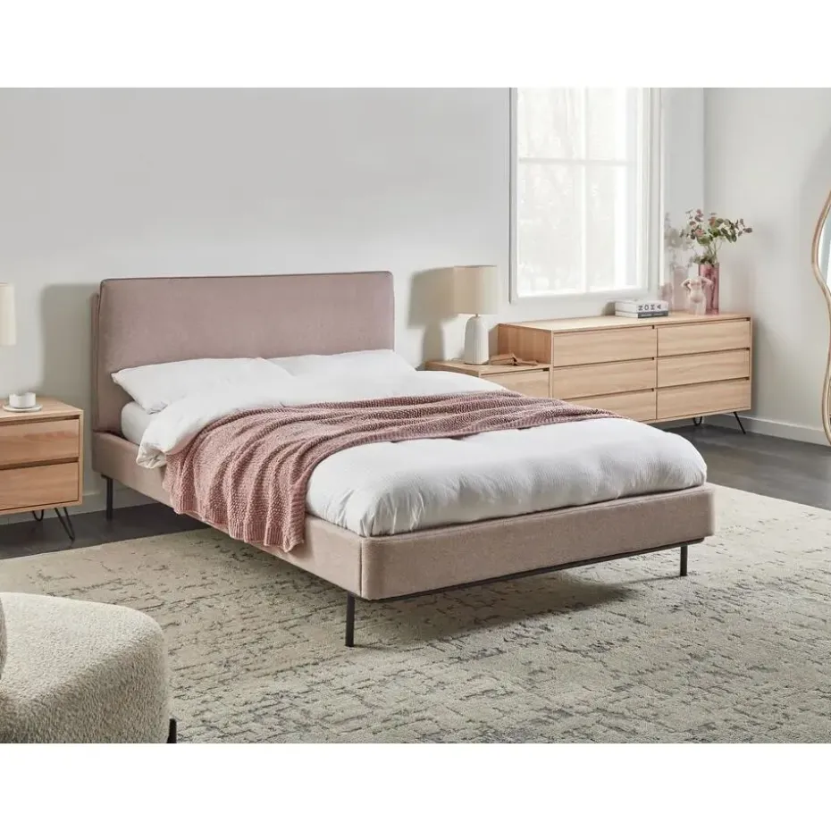 CORIO - Tweepersoonsbed - Taupe - 140 x 200 cm - Polyester
