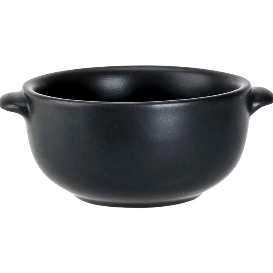 Cosy & Trendy soepkommetje - porselein - zwart - rond - 10 cm