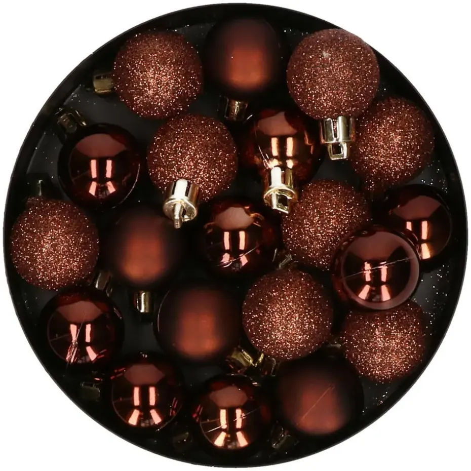 Cosy at Home kerstballen - kunststof - 20x - 3 cm - donkerbruin