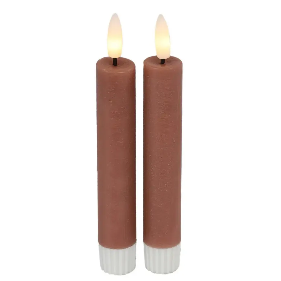 Countryfield Led kaarsen/dinerkaarsen - 2x - roze - 15 cm