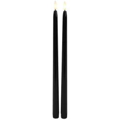 Countryfield Led kaarsen/dinerkaarsen - 2x - zwart - 38 cm