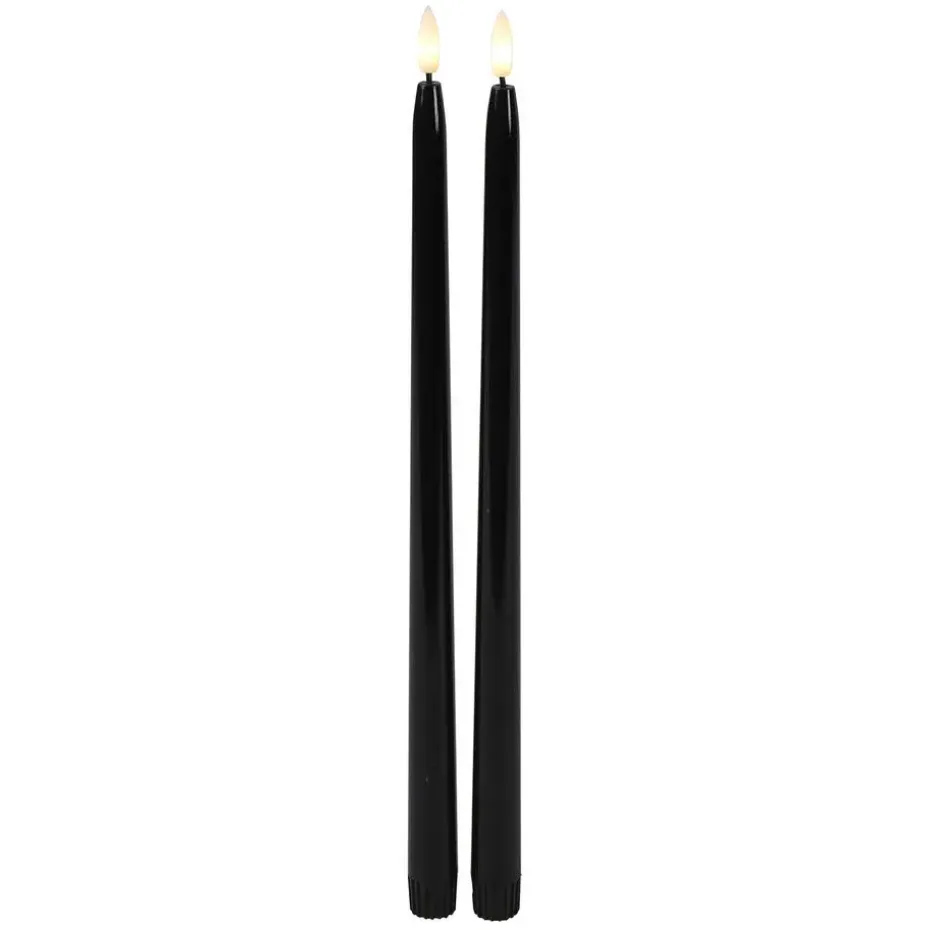 Countryfield Led kaarsen/dinerkaarsen - 2x - zwart - 38 cm