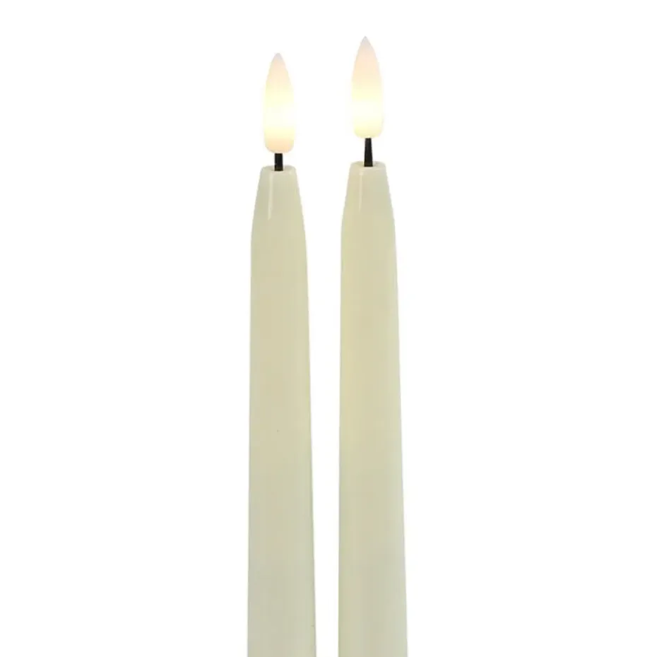 Countryfield Led kaarsen/dinerkaarsen - 2x - creme wit - 28 cm