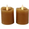 Countryfield LED kaarsen/stompkaarsenen - 2x - cognac bruin - 7cm