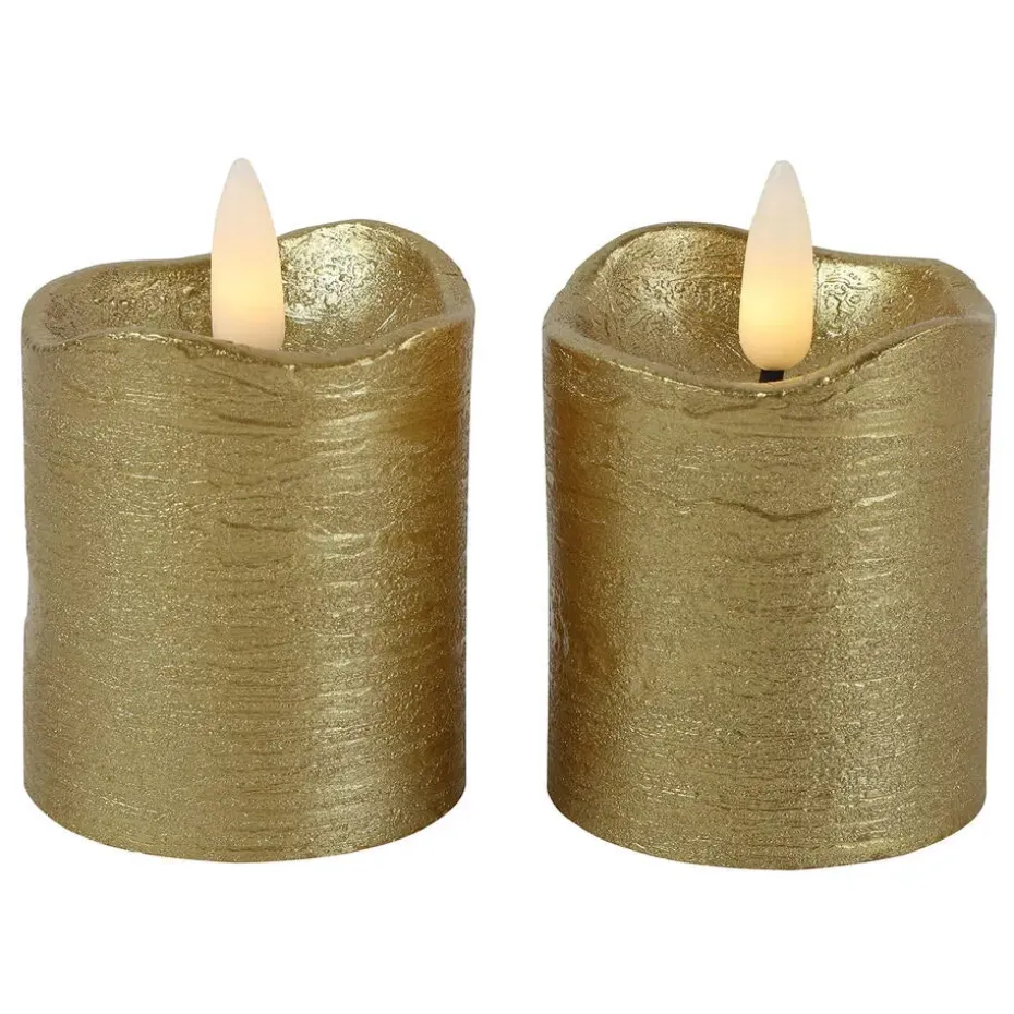 Countryfield LED kaarsen/stompkaarsen - 2x st - goud - H7,2 cm