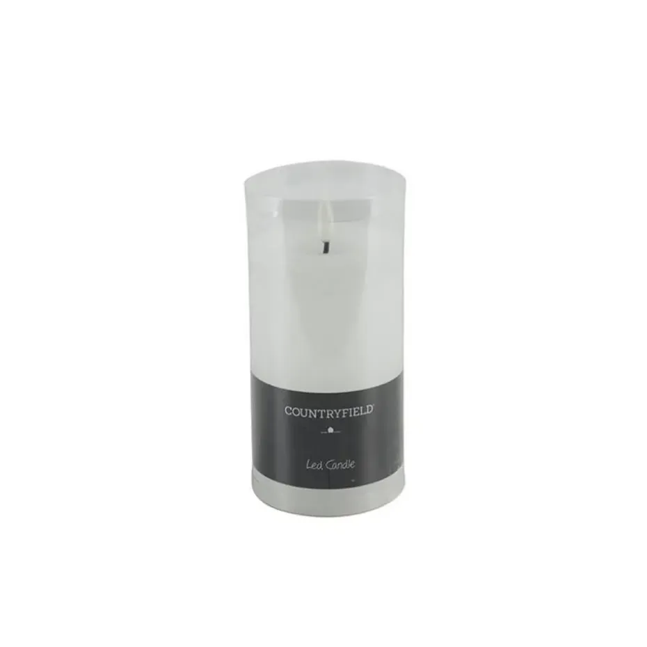 Countryfield LED kaars/stompkaars - wit - D7,5 x H12,5 cm - timer