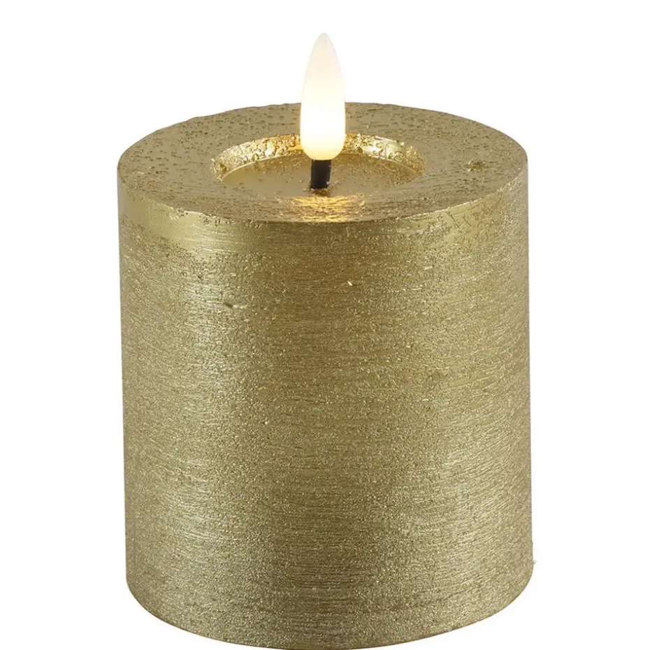 Countryfield LED kaars/stompkaars - goud - D7,5 x H8 cm - timer
