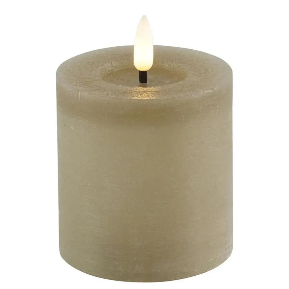 Countryfield LED kaars/stompkaars - beige - D7,5 x H8 cm - timer