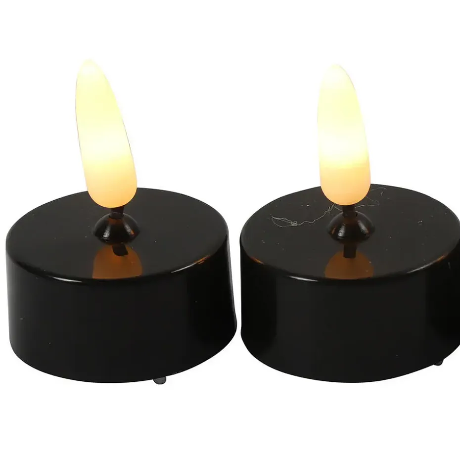 Countryfield LED waxinelichtjes - 2x stuks - zwart - warm wit