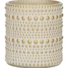 Countryfield theelichthouder/kaarsenhouder - creme/goud - H8 cm